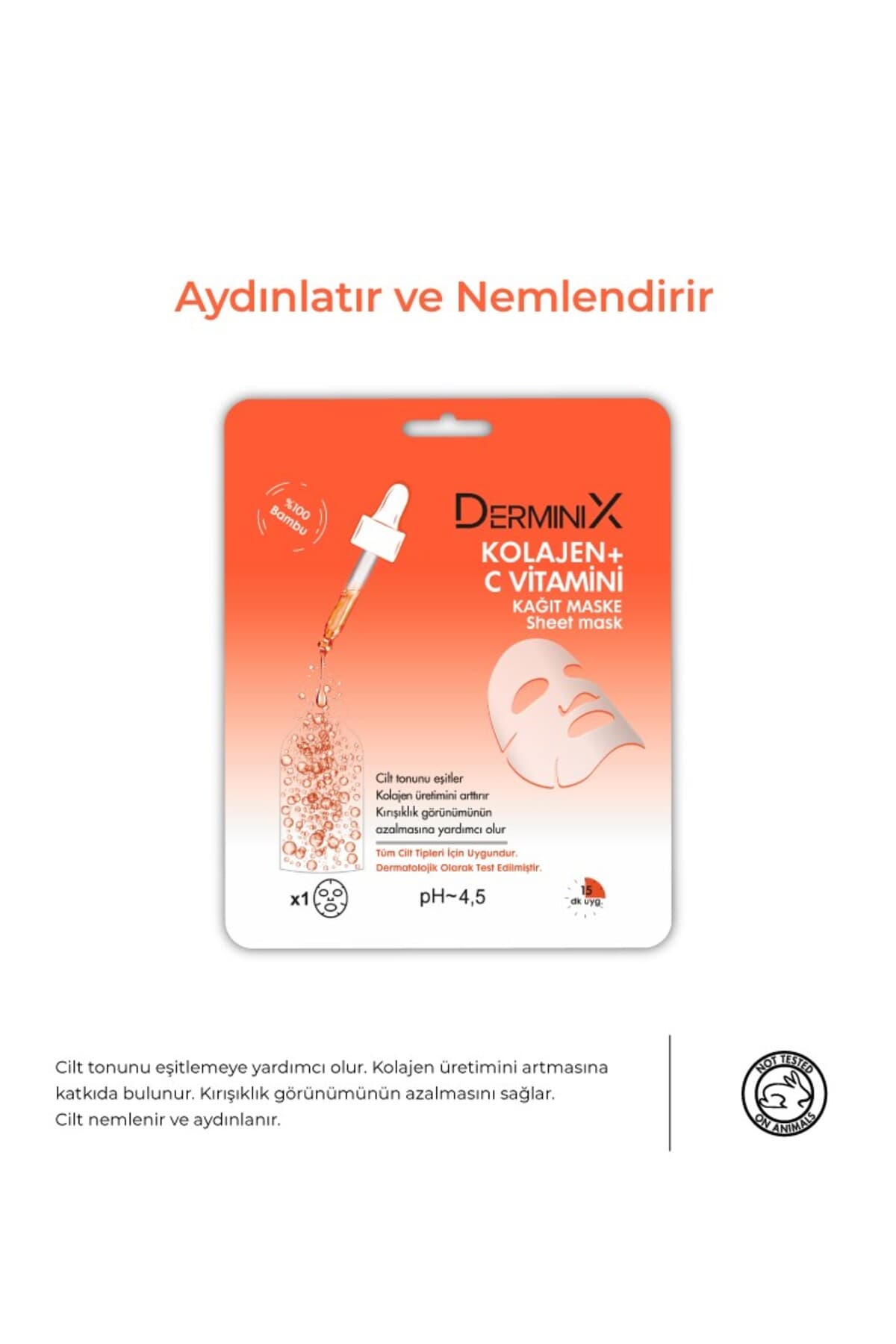 Yüz Bakim Maskesi & Kolojen + C Vitamini Kağıt Maske 1 Adet