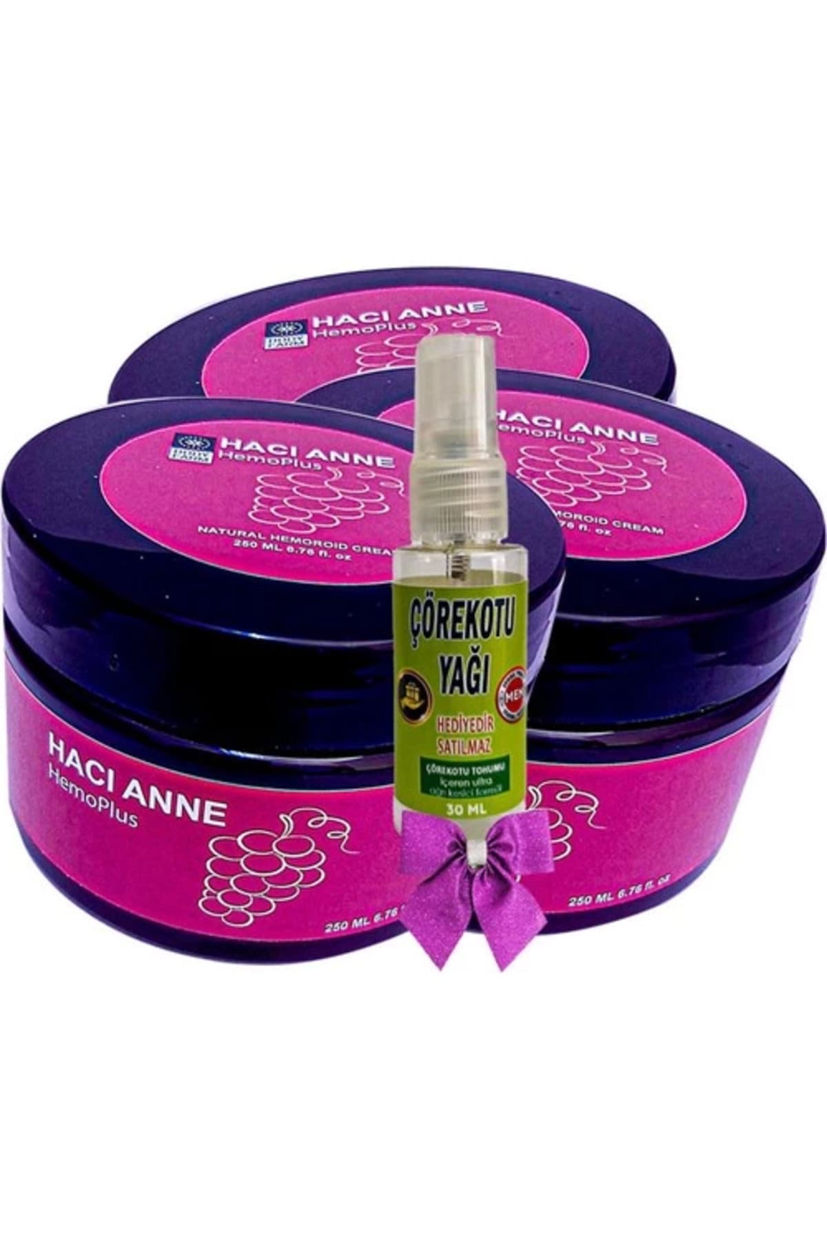 Hacı Anne Hemoplus Kremi 200 ml x 3 adet + Çörek Otu Yağı 30 ml