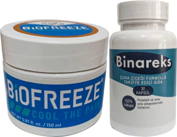 Biofreeze 150 ml Sırt Masaj Kremi + Binareks Erkeklere 30 Lu Çuha Çiçeği Kaps