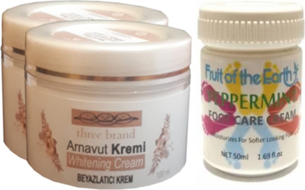 Hintohu Three Brand 100ML Arnavut Aklık Kremi 2AD+FOOT Carecream 50ML Ayak Bakım Kremi Naneferahlığ