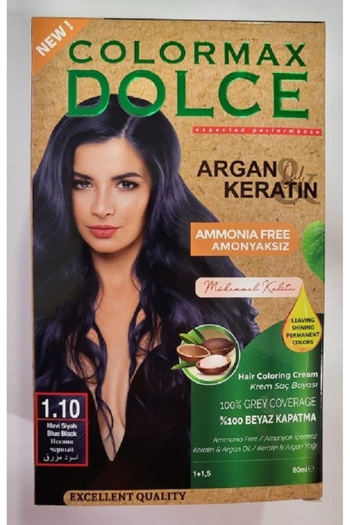 Dolce ARGAN/KERATİN Doğal Set Boya No: 1.10 Mavi Siyah