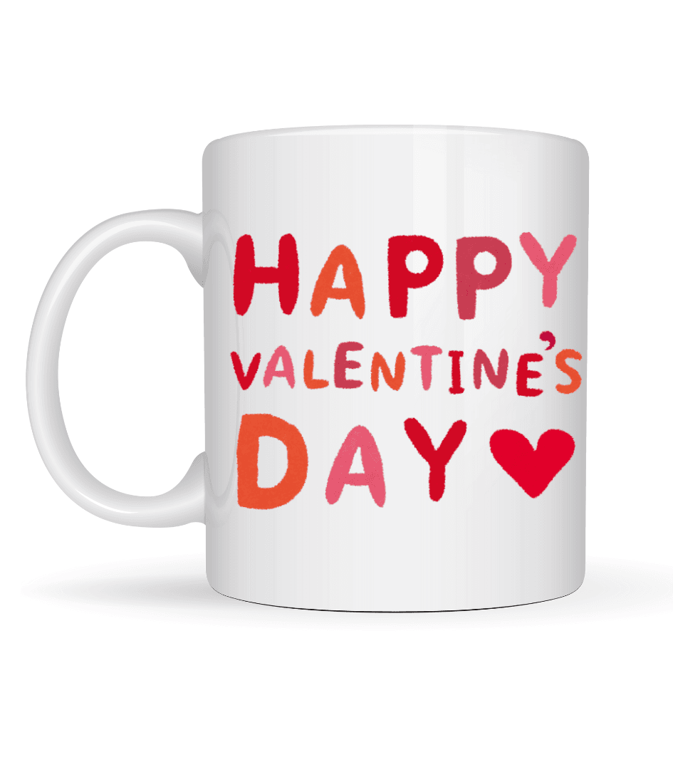 Happy Valentine’s Day Kupa – Model 4 Sevgililer Günü Hediyesi - Aşk Temalı Porselen Kupa - Sevgiliye Özel Tasarım