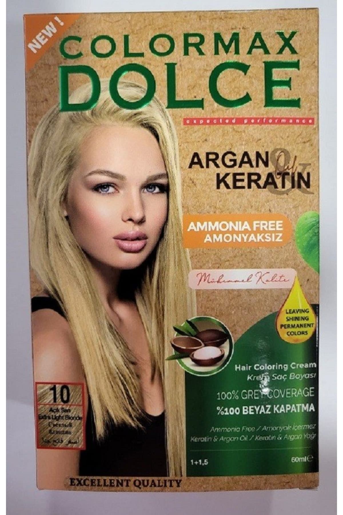 Dolce ARGAN/KERATİN Doğal Set Boya No: 10 Açık Sari