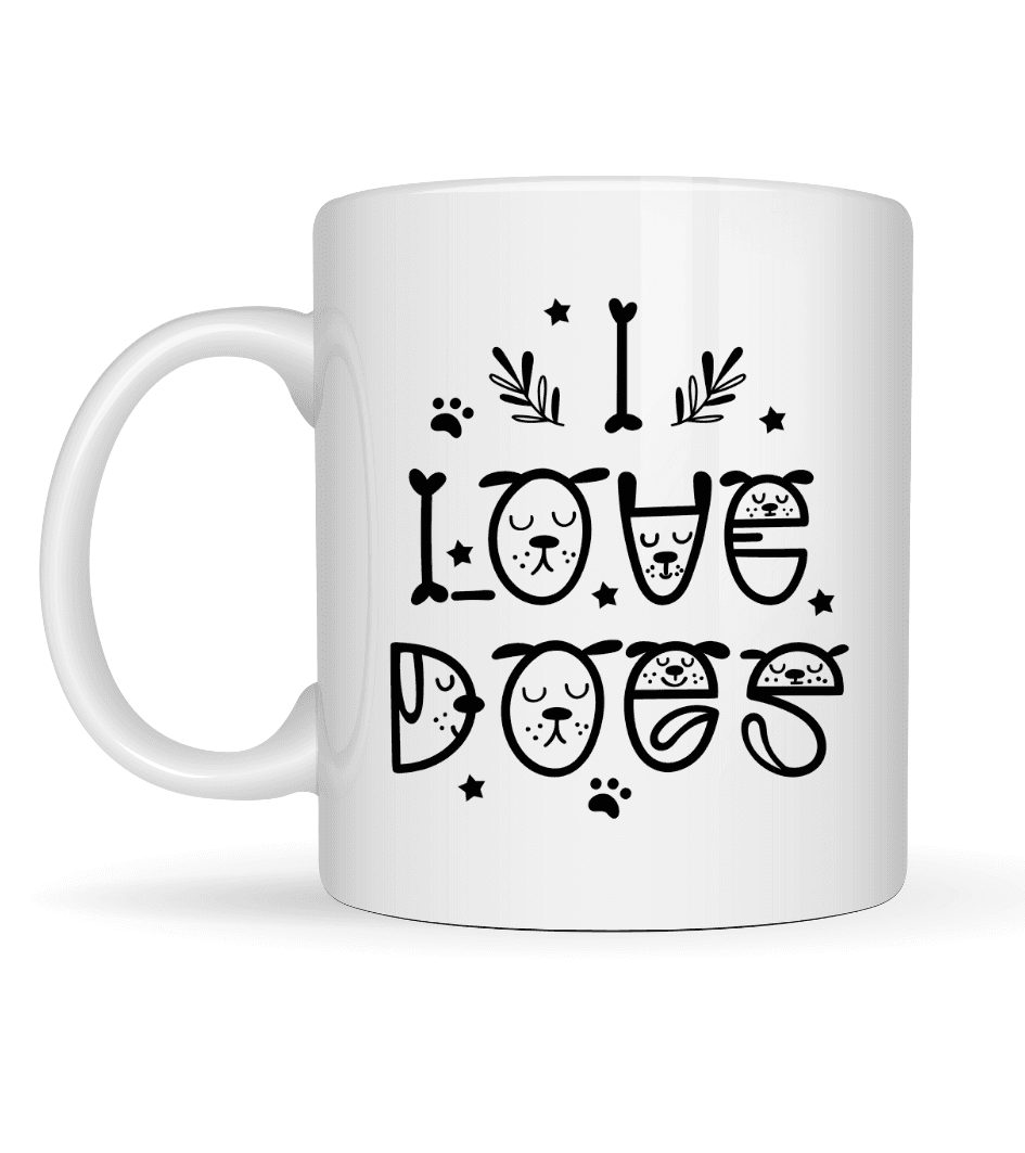 I Love Dogs Tasarımlı Porselen Kupa MODEL 64 – Sevimli Köpek Figürlü, Kahve & Çay Kupası