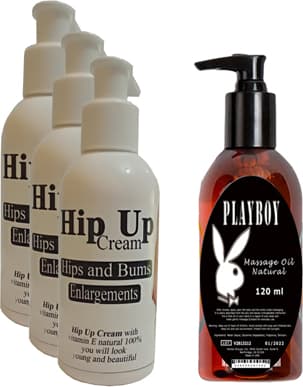 Hintohu Hipup Hip Enlargement Cream Kalça Kaldırma , Vücut Kremi 120 ml 3 Adet+Playboy Masaj Yağı 120 ml