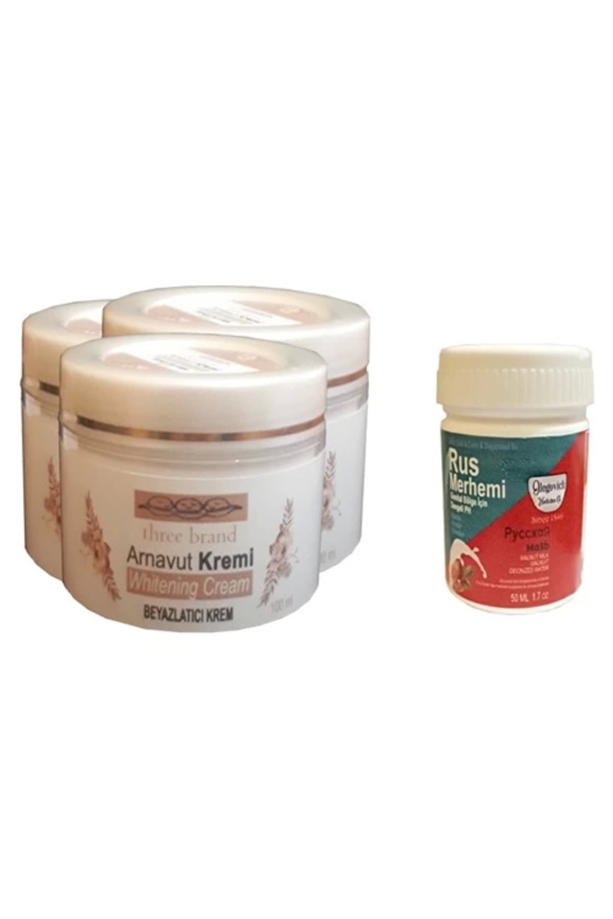 Three Brand Vücut Kremi 100 ml Arnavut Kremi3 Adet + Rus Merhemi 50 ml 1 Adet