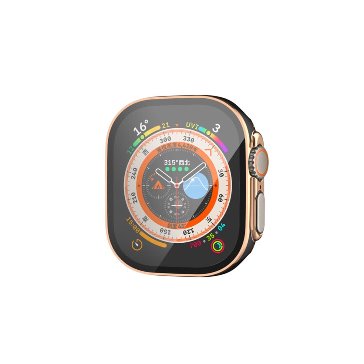 Watch Ultra 49mm Legend Camlı Kasa Ekran Koruyucu - Siyah-Gold
