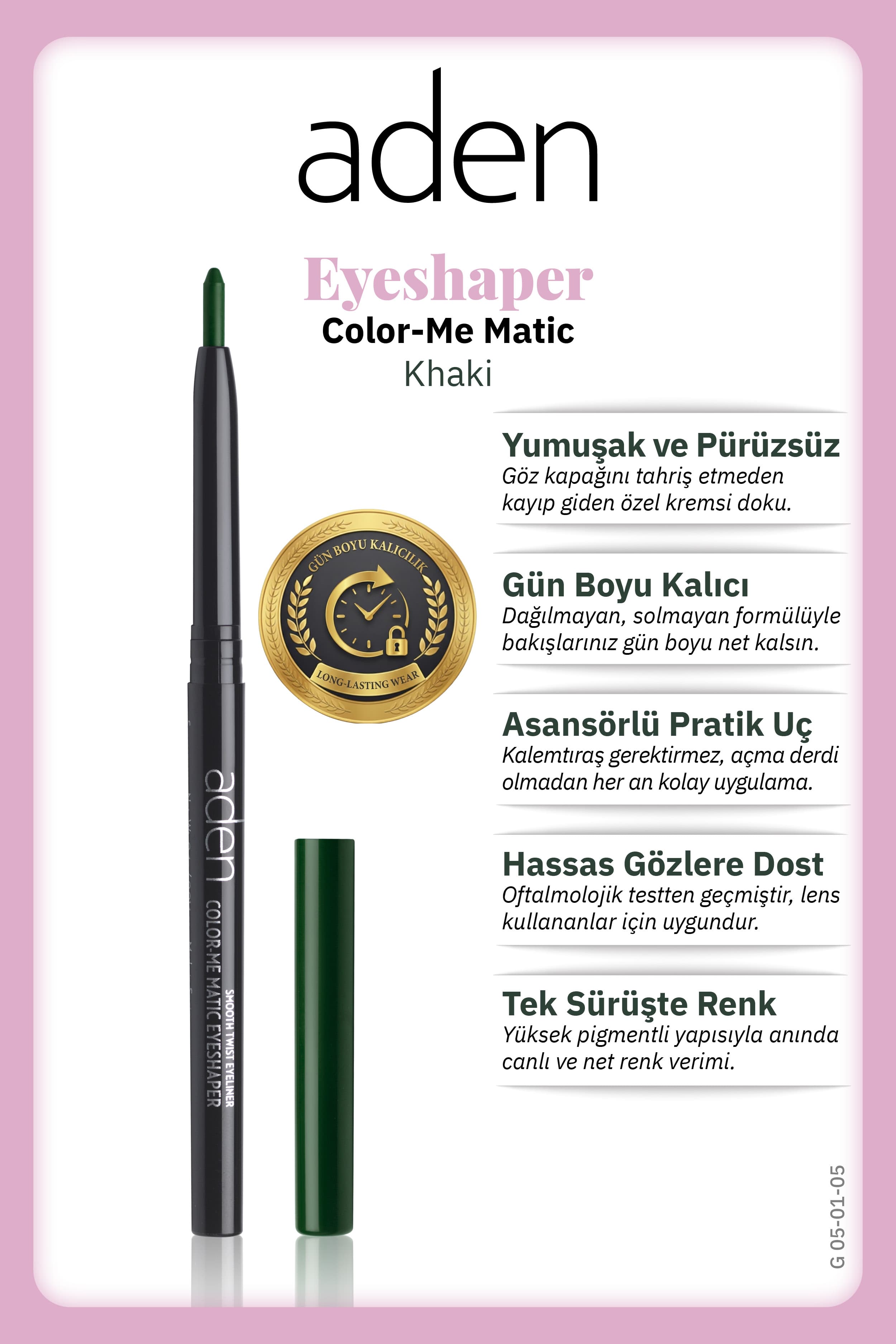 Aden Color-Me Matic Eyeshaper - Asansörlü Göz Kalemi 05 Khaki(Haki)