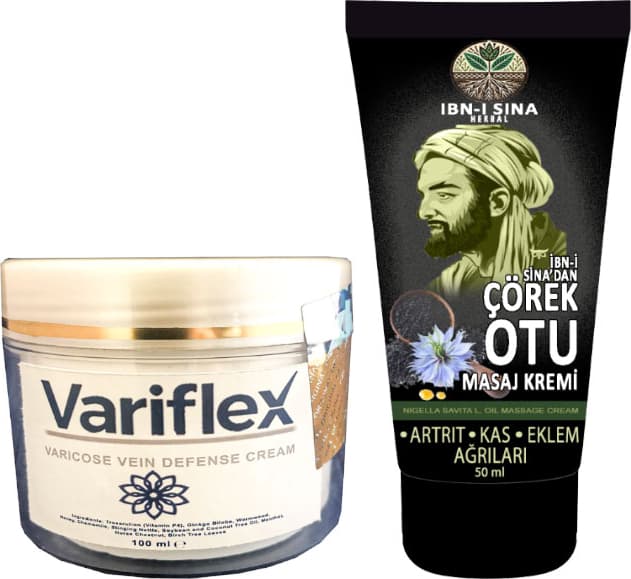 Variflex 100 ml Bacak Krem + Ibn-i Sina Çörek Otu Kremi 50 ml Sırt Bel Kas Diz Iskelet Teskin Edici Masaj Kremi