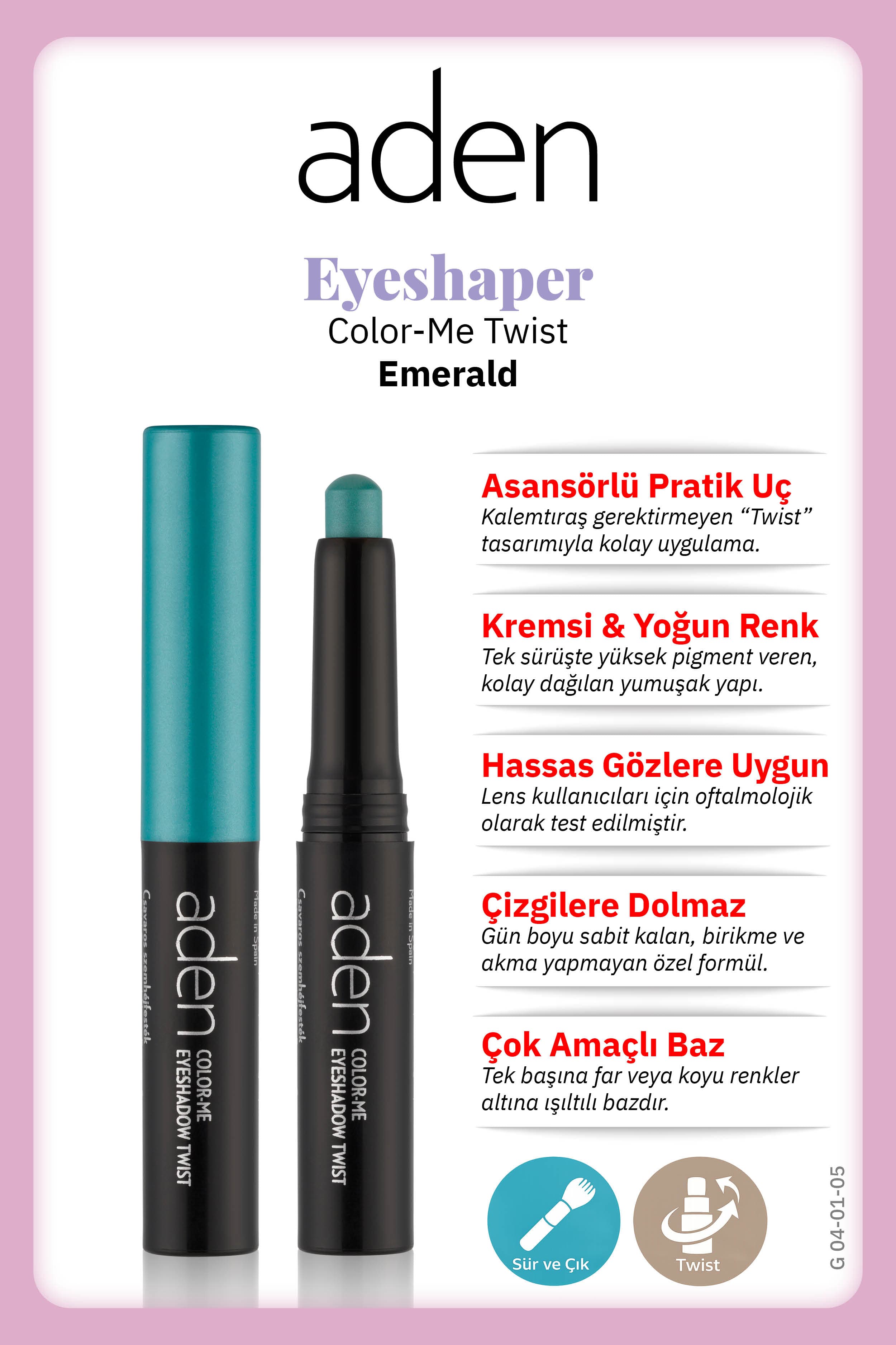 Aden Eyeshadow Twist - Asansörlü Göz Farı 05 Emerald(Zümrüt)