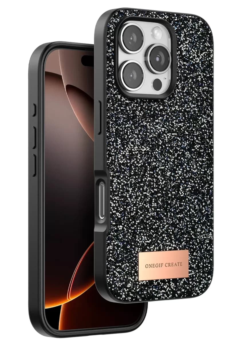 iPhone 16 Pro Bright Simli Kapak - Siyah