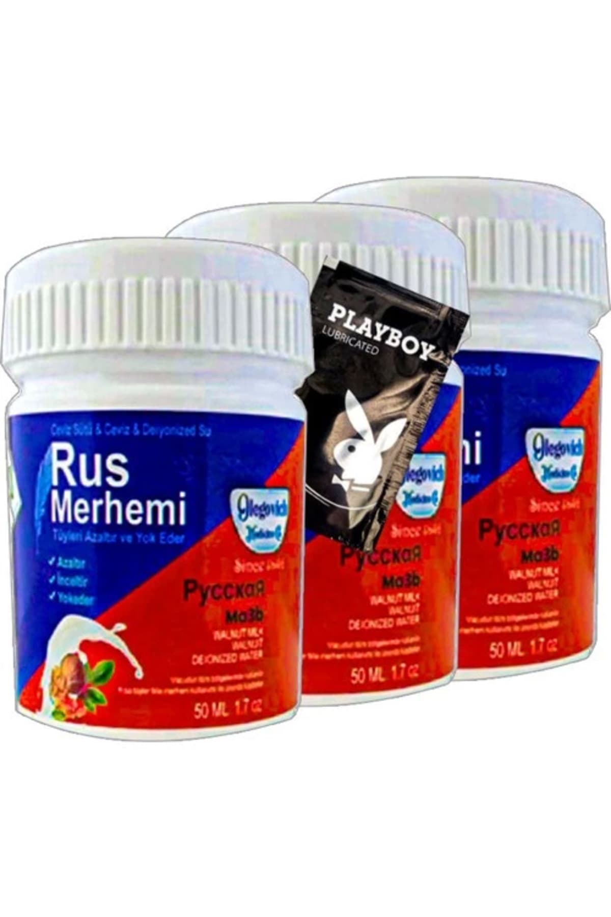 Rus Merhemi Glegnid Blue Tüy Kremi Rus Merhemi 3lü X 50 Ml + Yanında Jel