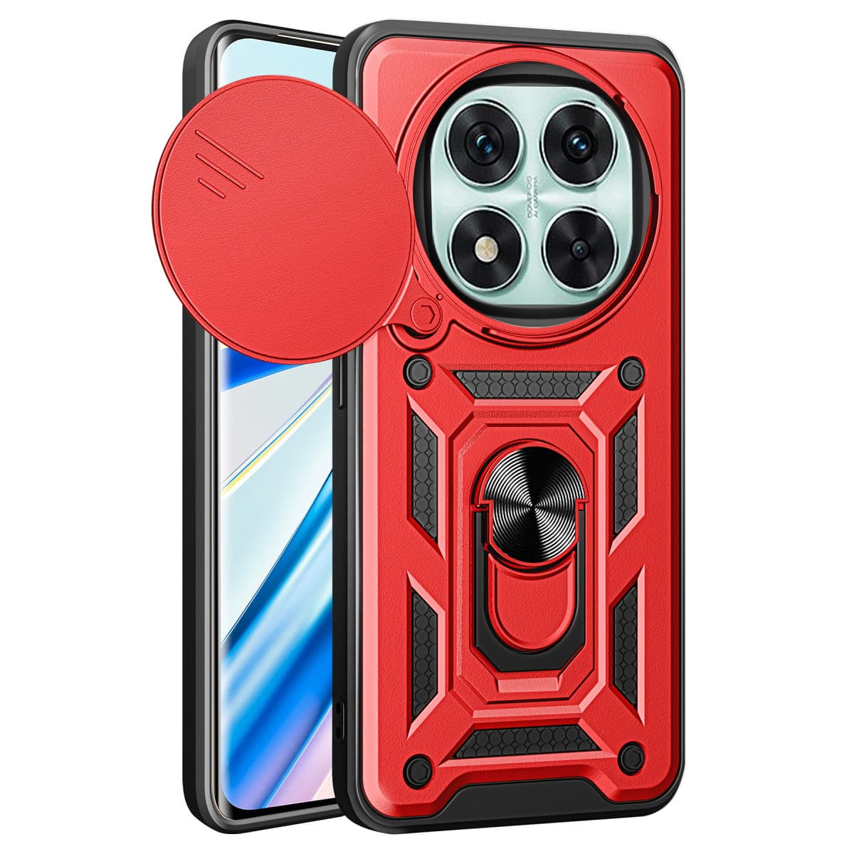 Note 14 Pro 4G Kılıf Pars Lens Yüzüklü Silikon - Kırmızı