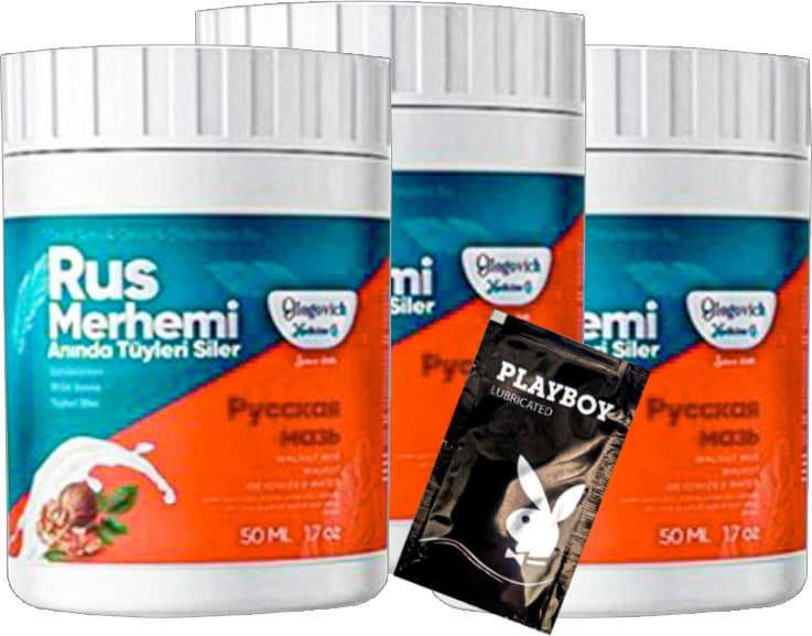 Playboy Turquoise Tüylere Krem 3 Adet Ceviz & Ceviz Sütü Rus Merhemi 50 ml + Yanında Jel