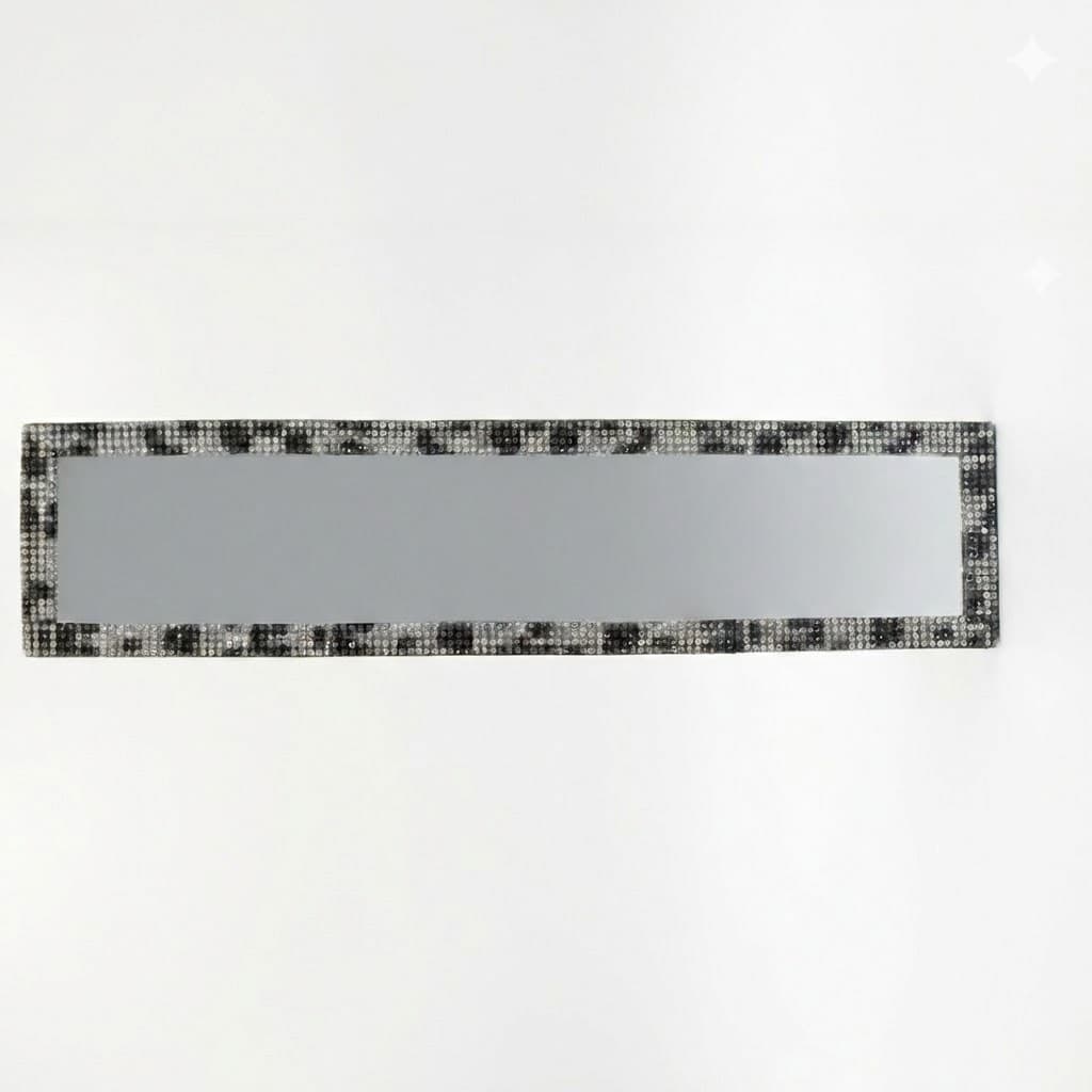Kristal Taşlı İç Dikiz Aynası Tırnaklı Ayna 29,5x7cm Leopar Desenli