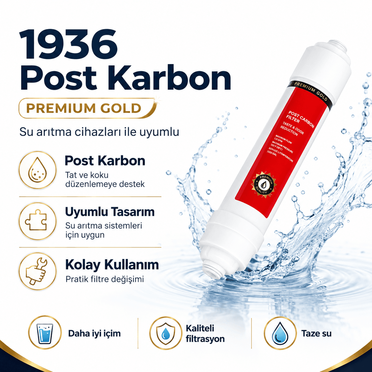 1936 Premium Gold Post Karbon Su Arıtma Filtresi 408069480