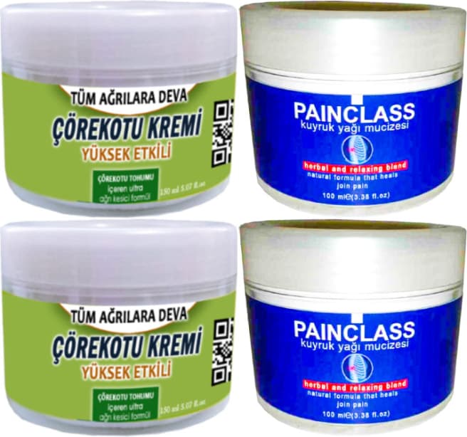 Çörek Otu Kremi 2 Adet 150 ml + 2 Adet Painclass 100 ml Kuyruk Yağı Kremi / Teskin Krem Seti