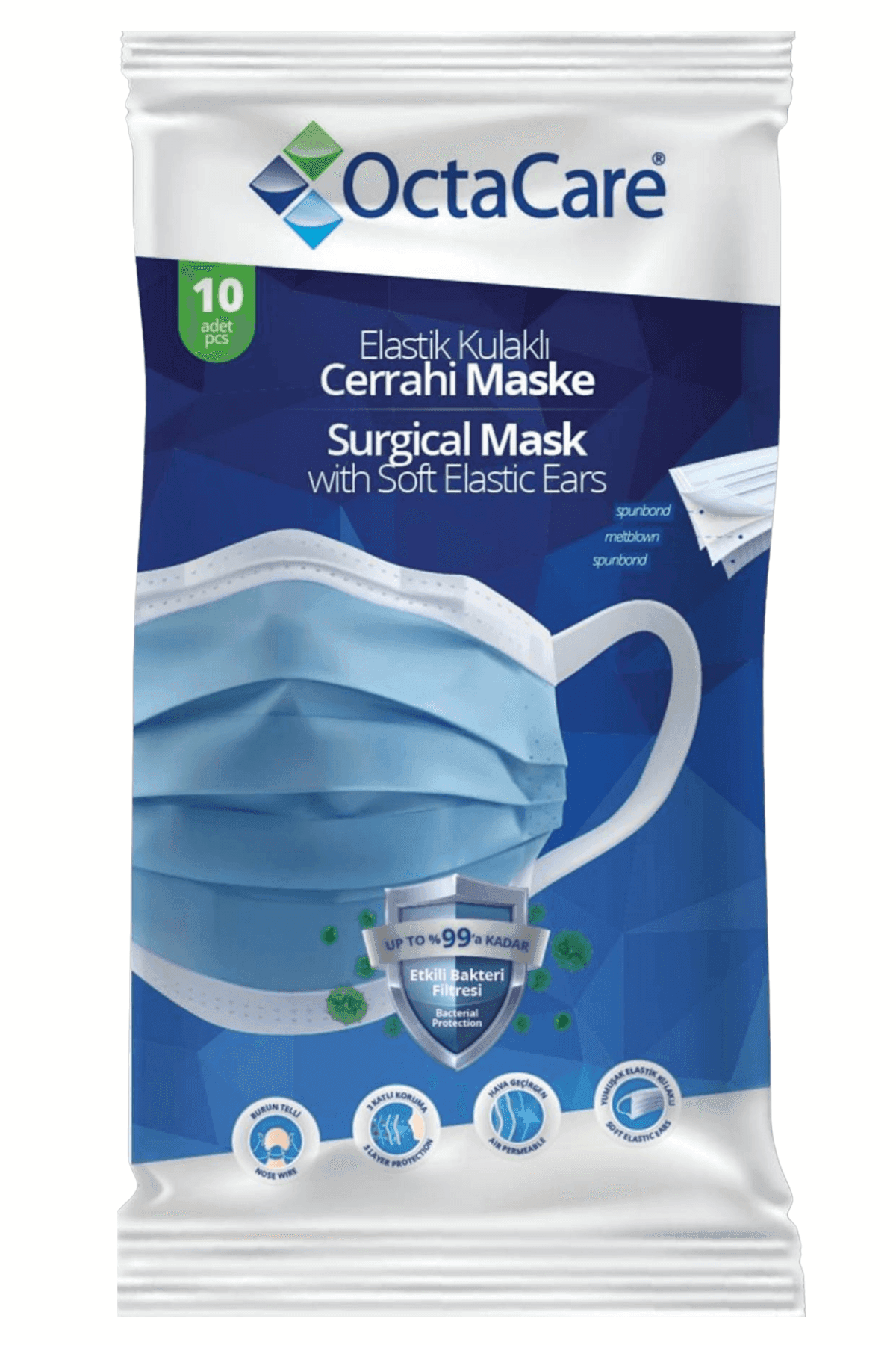 Elastik Kulaklı Cerrahi Maske - 10'lu