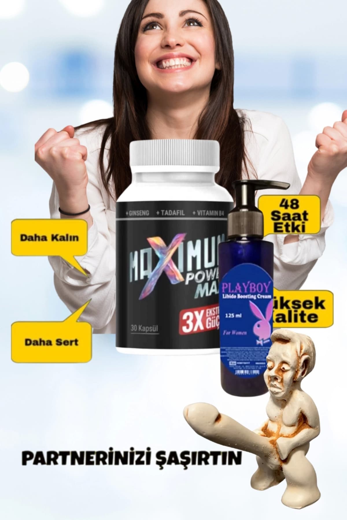 Maximum Power Erkeklere Özel Bölge Destekleyici 30'lu Libido Arttırıcı Krem Mucize Set