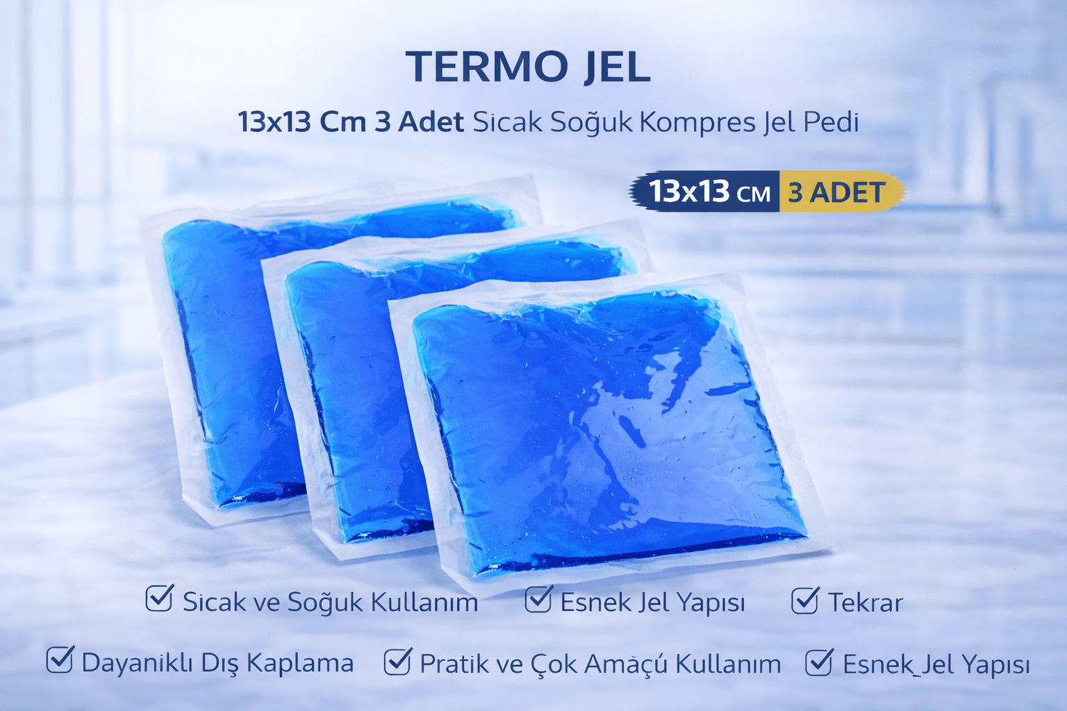 Termo Jel 13x13 Cm 3 Adet Sıcak Soğuk Kompres Jel Pedi