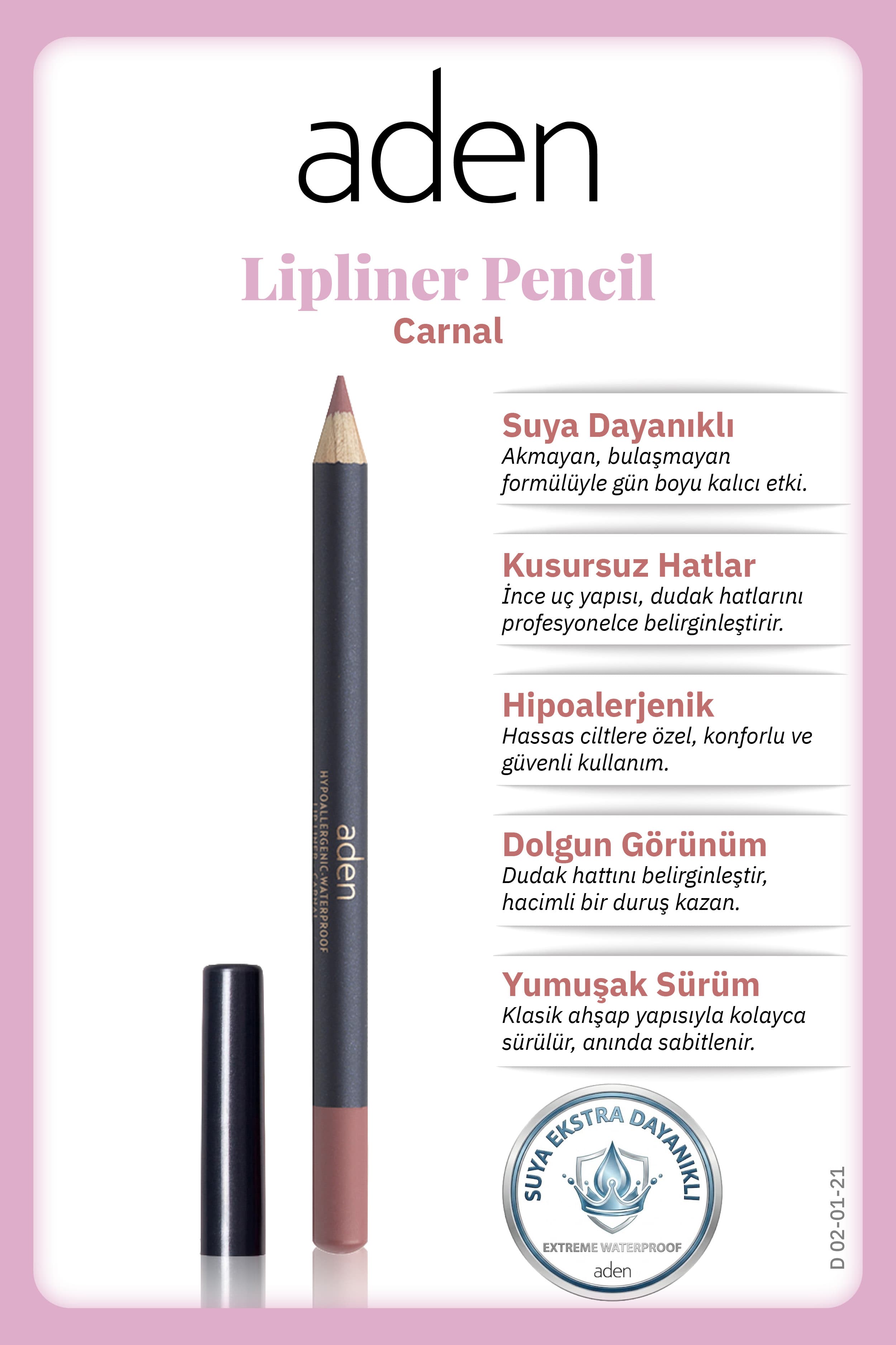 Aden Lipliner Pencil - Dudak Kalemi 21 Carnal(Karanfil)