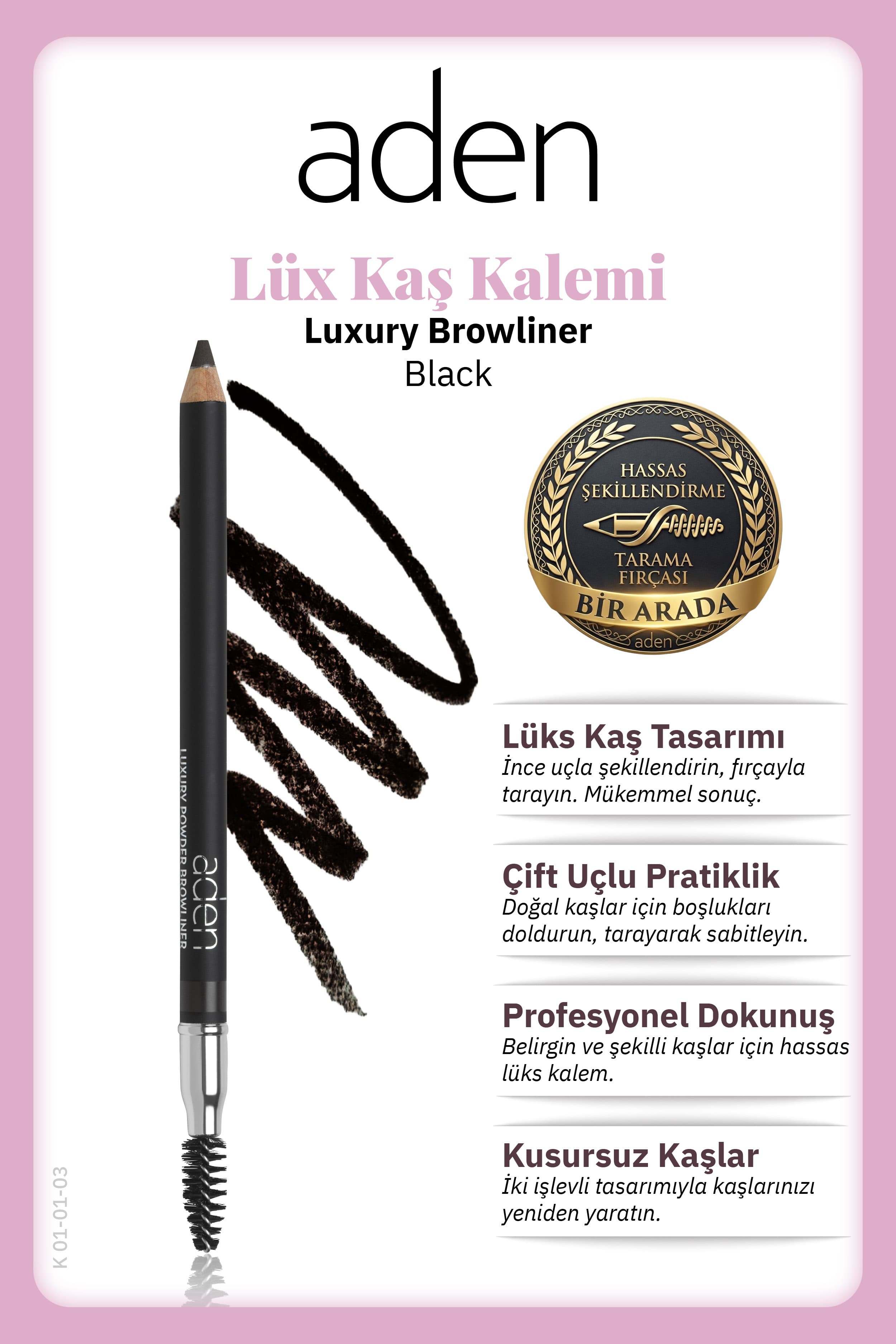 Aden Luxury Browliner - Kaş Kalemi 03 Black(Siyah)