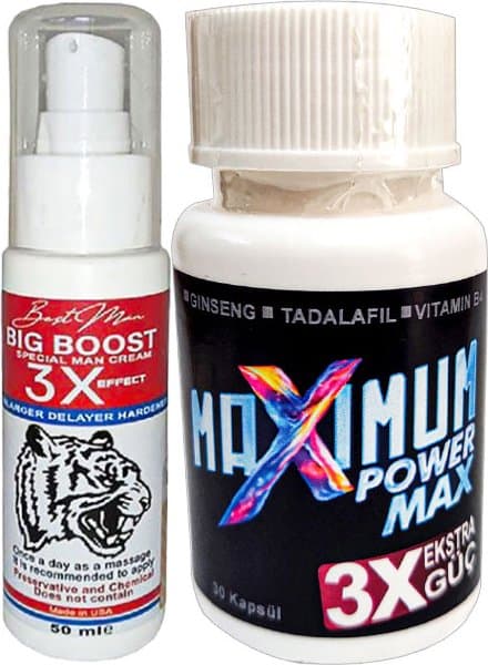 Maxsize 50 ml Erkeğe Krem + Maximum Power Max White 30LU Katılık&en-Boy-Çap Bakım Seti