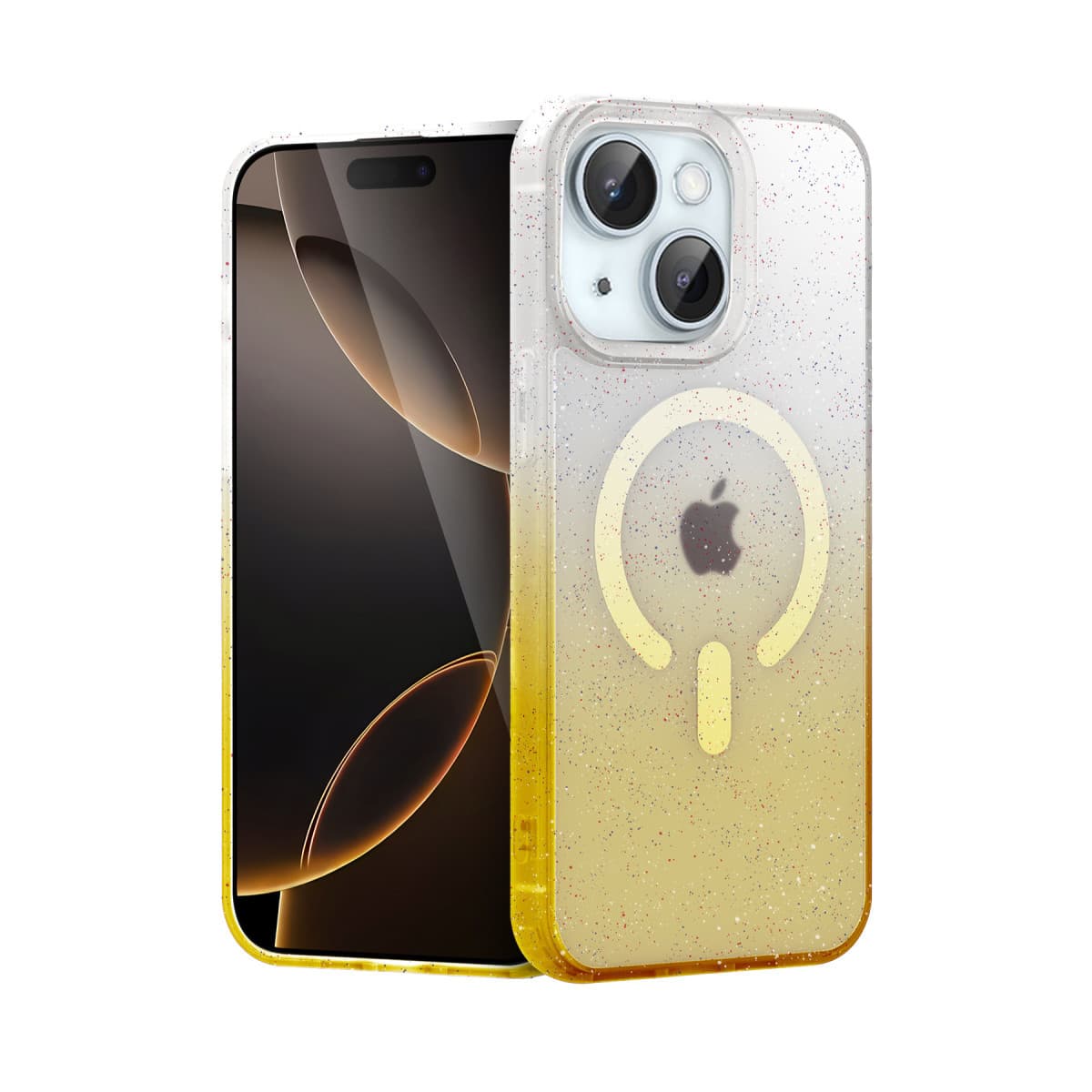 iPhone 15 Plus Pummel Shiny Magsafe Kapak - Gold