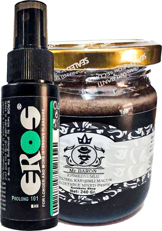 Eros EROSPROF101 Büyük Boy Geciktiricisprey 60 ml + Msterbaron Erkeklere katılık Hissi 240 gr Macun
