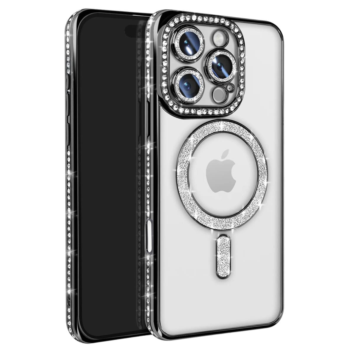 iPhone 16 Pro Max Kılıf Joke Simli Magneticsafe Kılıf - Siyah