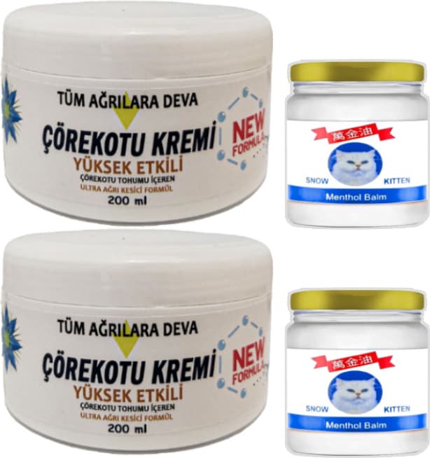 Çörek Otu Kremi White Box 2 Adet 200 ml + 2 Adet Snow Kitten 50 ml Menthol Balm / Teskin Seti
