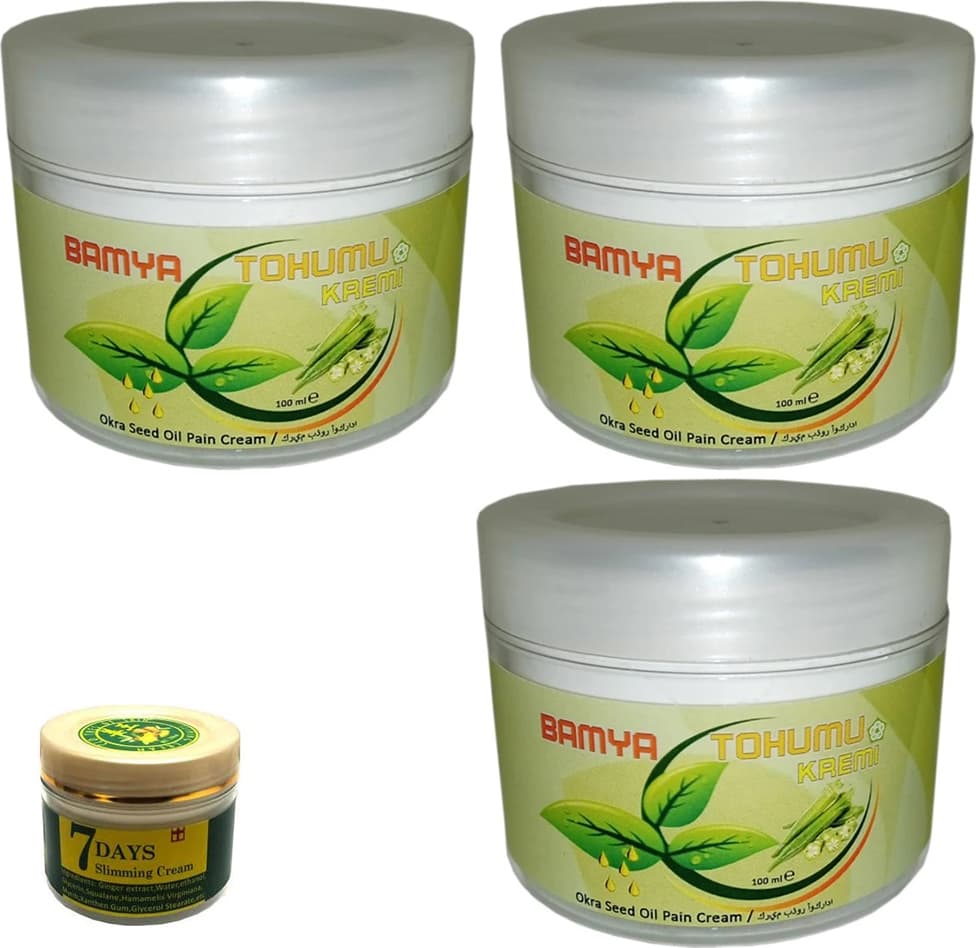 Hintohu Bamya Tohumu Kremi Vücut Sızıları Için Krem 100 ml x 3 / 7days Slimming Cream Vücut Bakım Kremi 100 ml