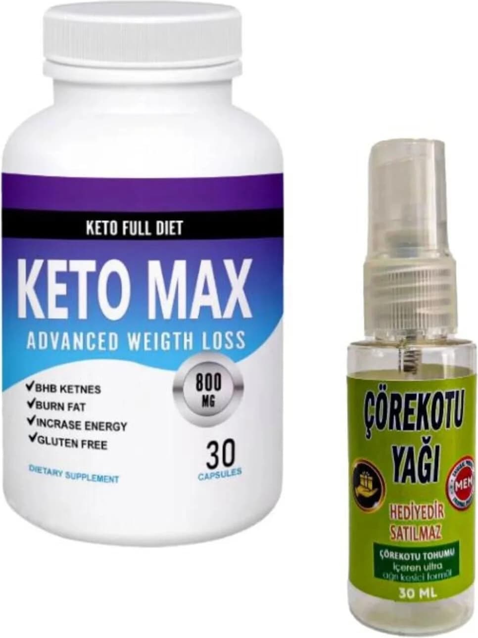 Keto Max Dstklyci Ürün 30lu x 1 Adet + Masaj Yağı 30 ml