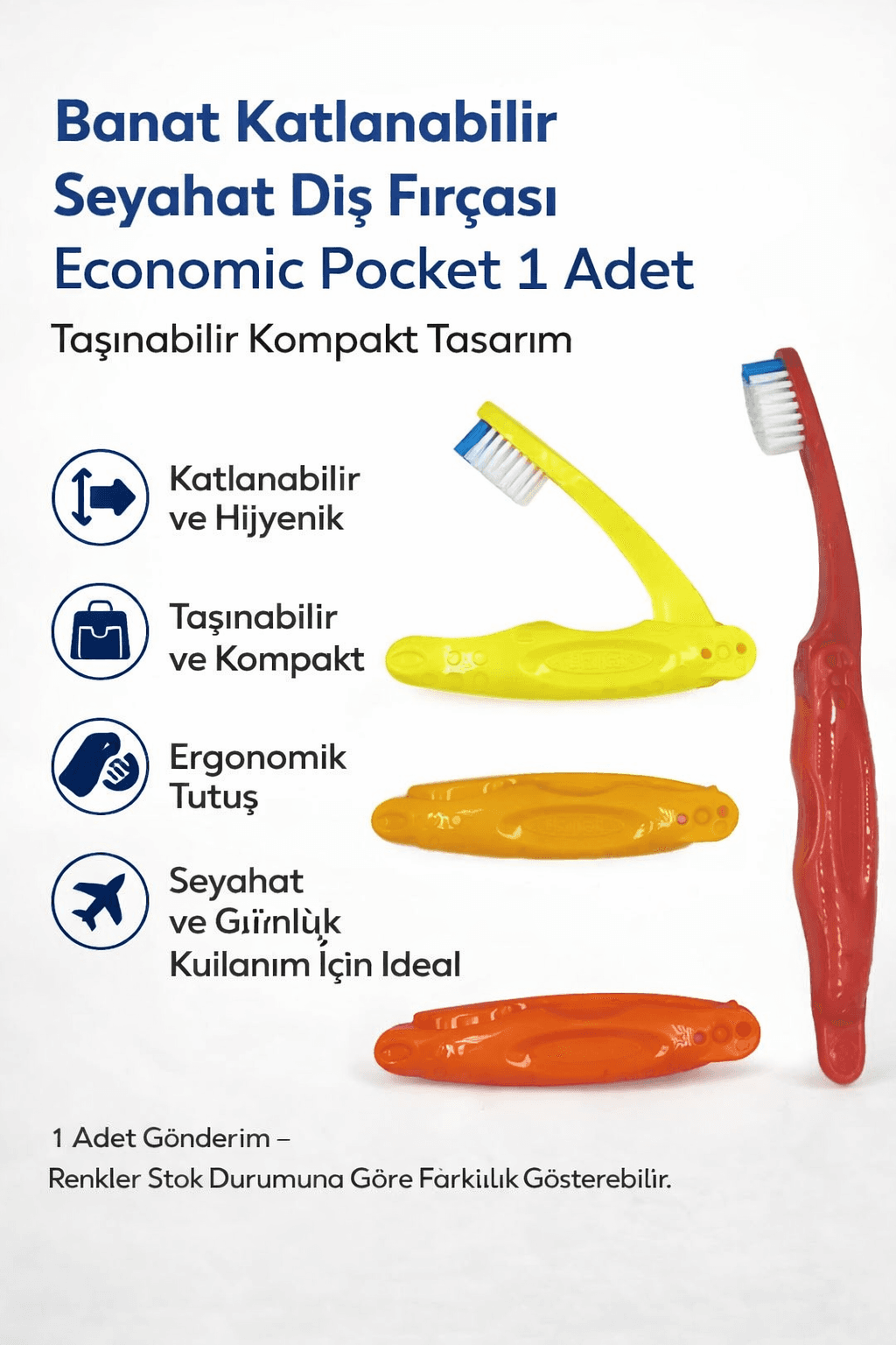 Banat Katlanabilir Seyahat Diş Fırçası Economic Pocket 1 Adet Taşınabilir Kompakt Tasarım