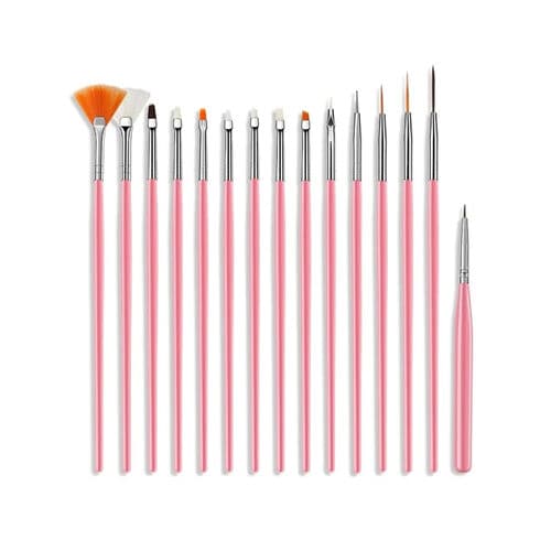 15 Li Pembe Tirnak Fırça Seti NASBRUSHNAILSET005
