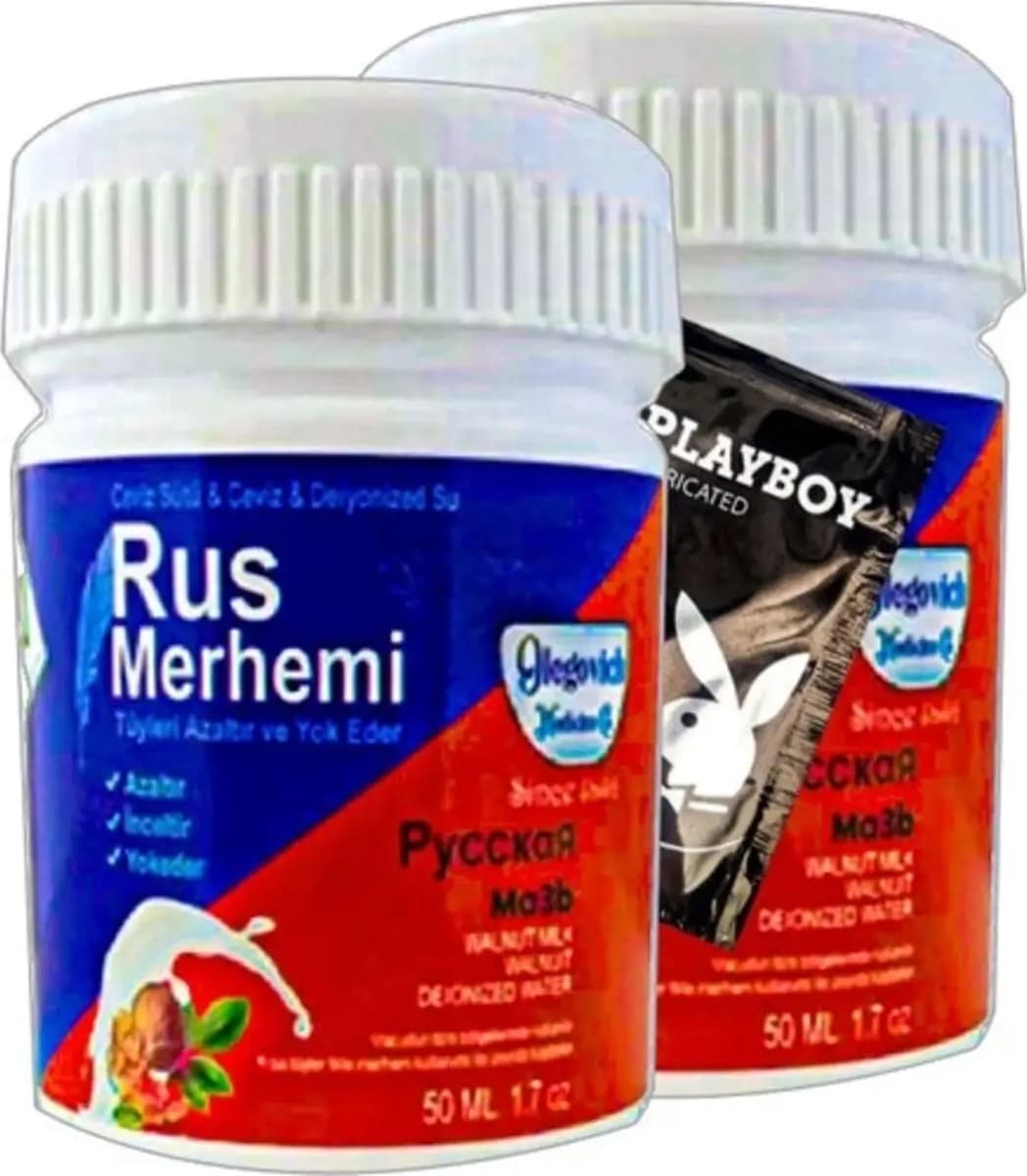 Süper Playboy Blue Rus Merhemi 2 Tane 50 ml Tüy Dökücü Krem + Yanında Jel