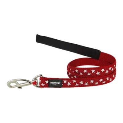 Kırmızı Üzerine Beyaz Yıldızlı Köpek Uzatma Tasması Large 25 Mm 1,2 Mt