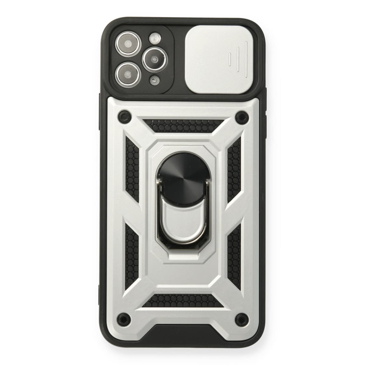 iPhone 11 Pro Kılıf Pars Lens Yüzüklü Silikon - Gümüş