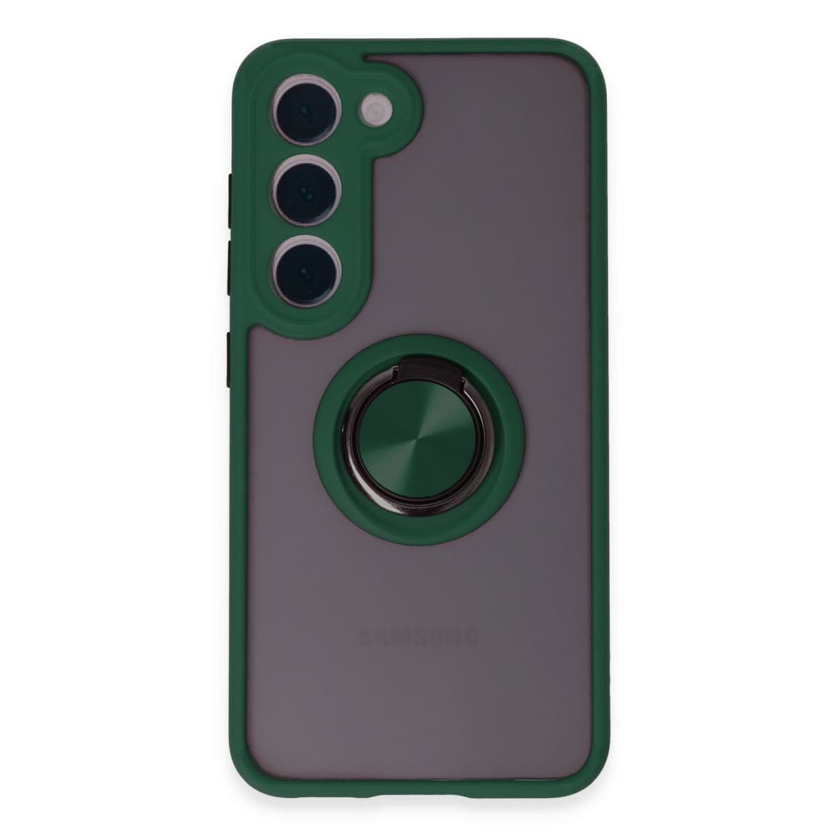 Galaxy S23 Kılıf Montreal Yüzüklü Silikon Kapak - Yeşil