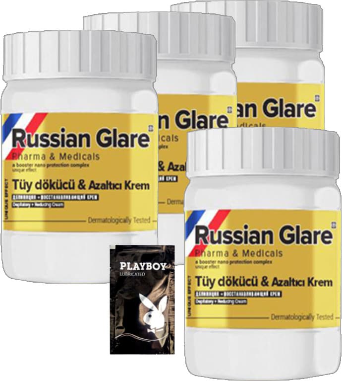 Playboy Rusian Glare Nano 4 Tane x 50 ml Tüy Dökücü Azaltıcı Krem Rus Merhemi + Yanında Jel