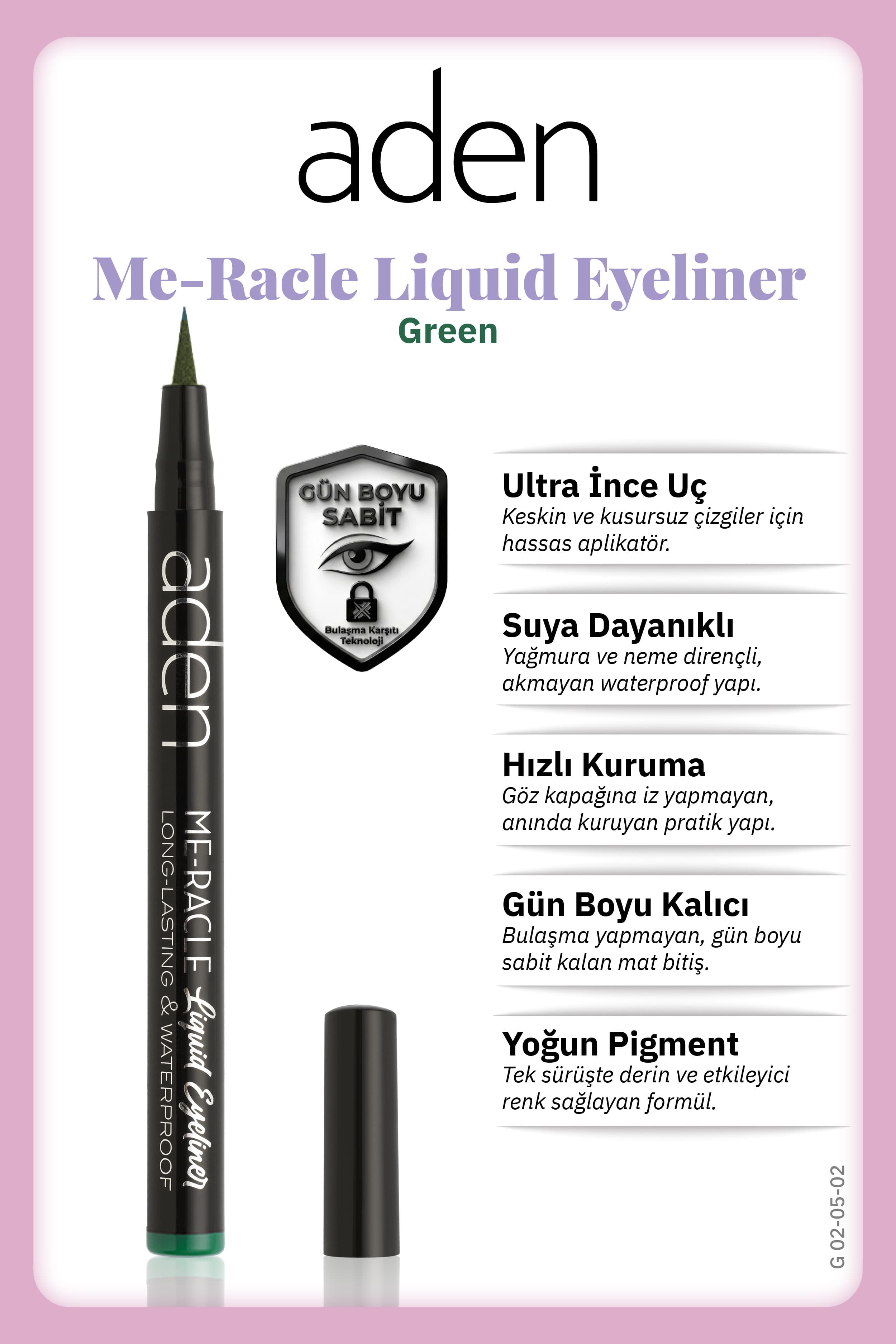 Aden ME-RACLE Liquid Eyeliner - Likit Eyeliner 05 Green(Yeşil)