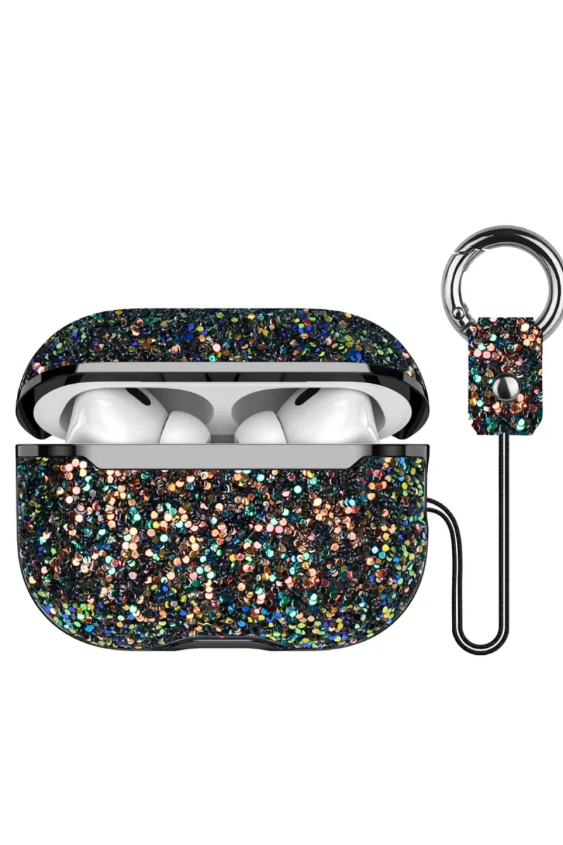 Airpods 3 (3.nesil) Bright Simli Airpods Kapak - Siyah