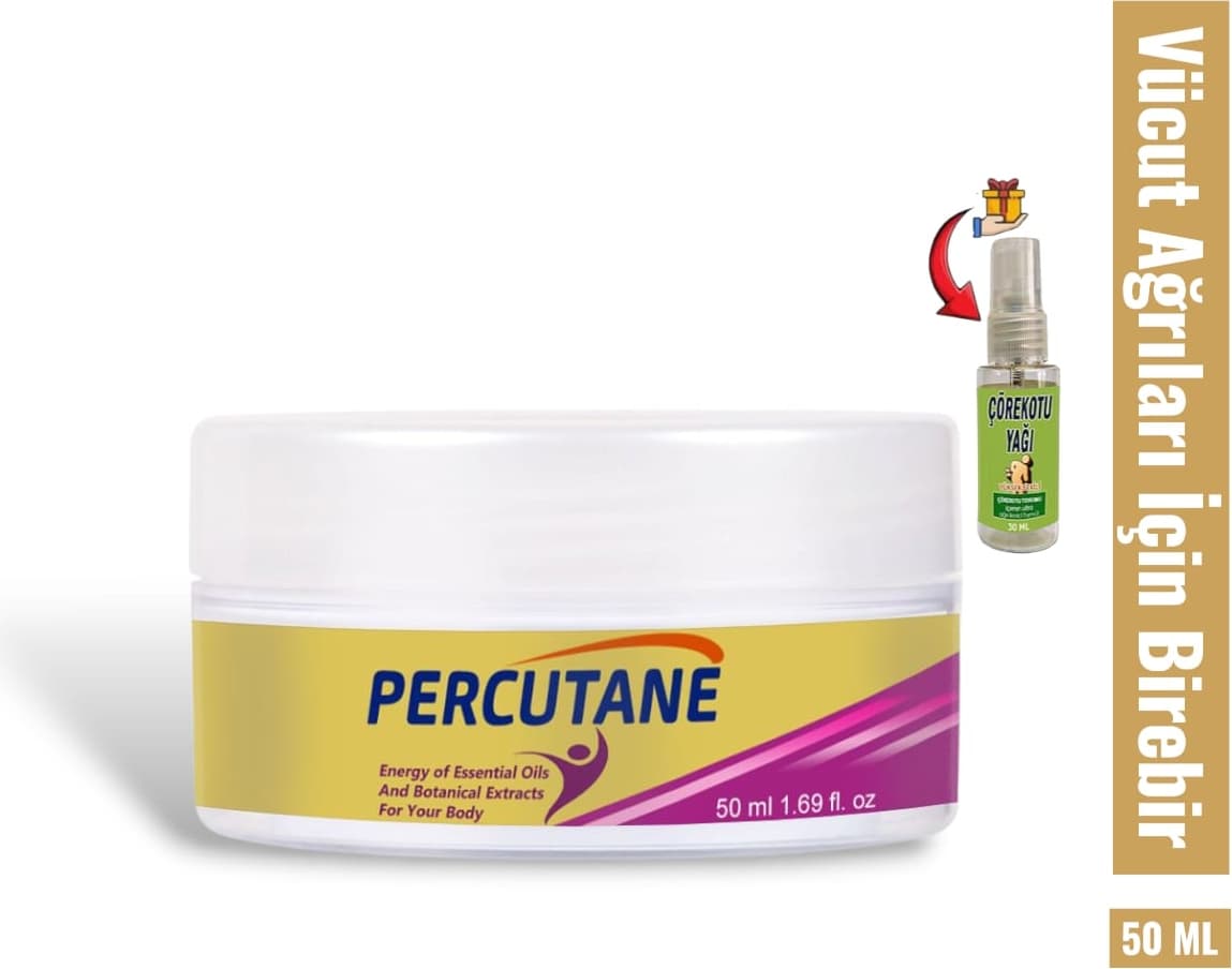 Percutane Hızlı Etkili Rahatlatıcı Ağrı Giderici Masaj Kremi 50 ml / Çörek Otu Yağı 30 ml Hediye