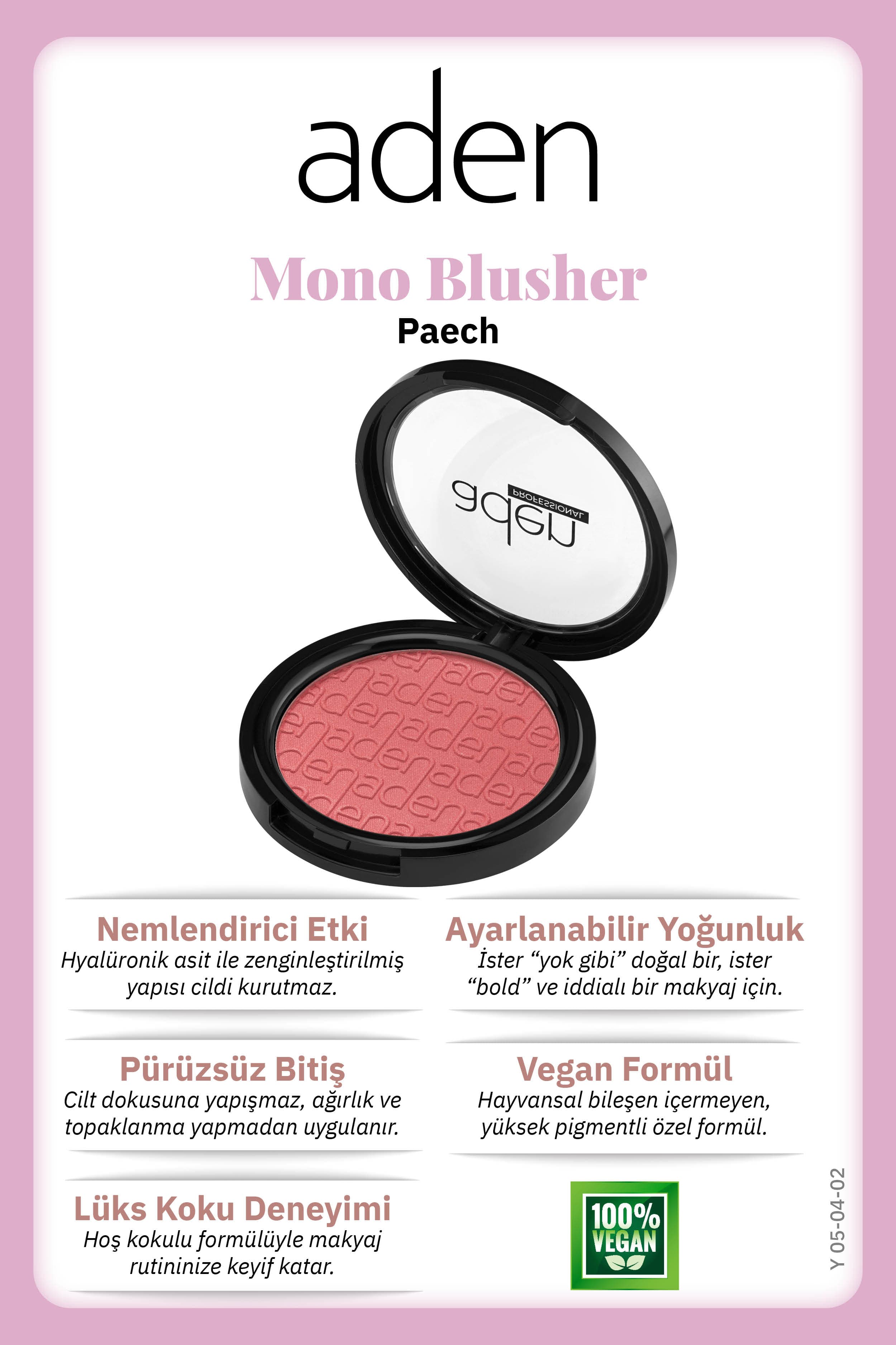 Aden Mono Blusher - Tekli Allık 02 Peach(Şeftali)