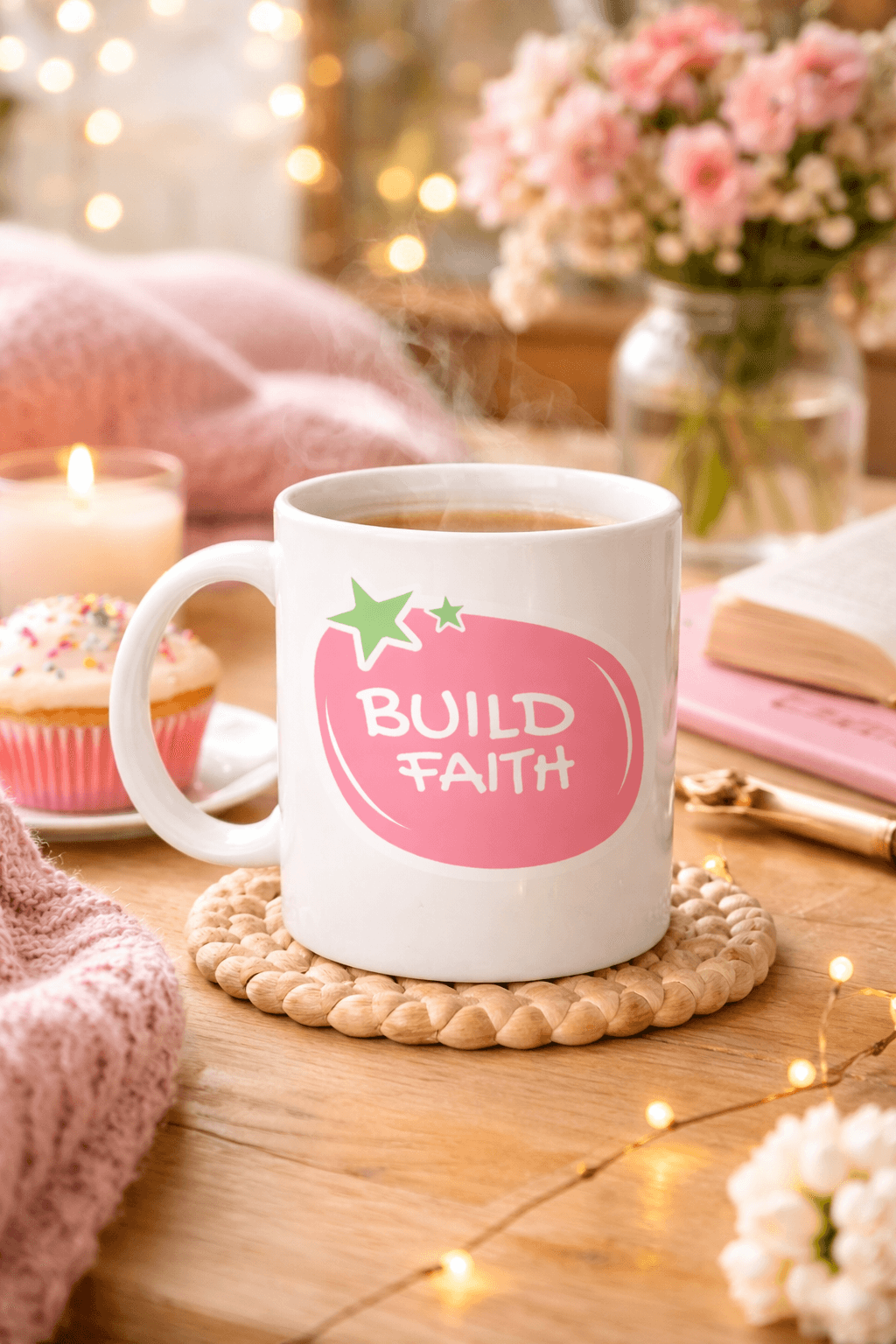 Build Faith "UMUDUNU İNŞA ET" Yazılı Porselen Kupa MODEL 151 – Motivasyon Temalı, Kahve & Çay Kupası – Hediye Seçeneği