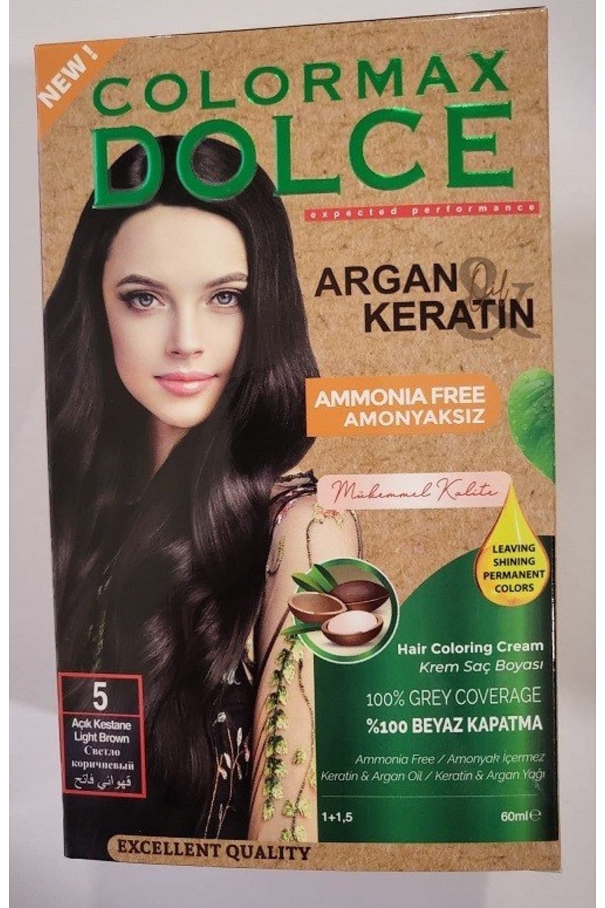 Dolce ARGAN/KERATİN Doğal Set Boya No: 5 Açık Kestane