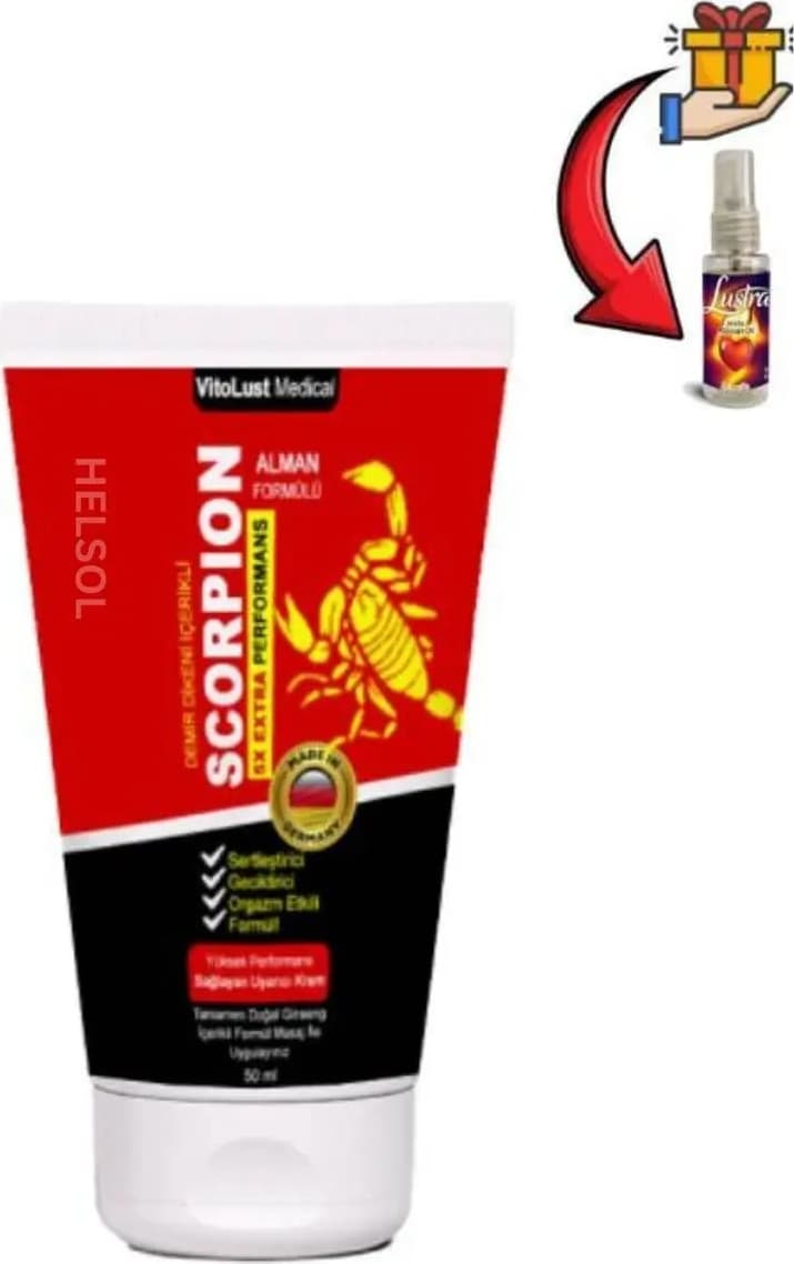 Süper Scorpion Erkeklere Özel Krem 50 ml x 1 Ad.+Lustra Masaj Yağı
