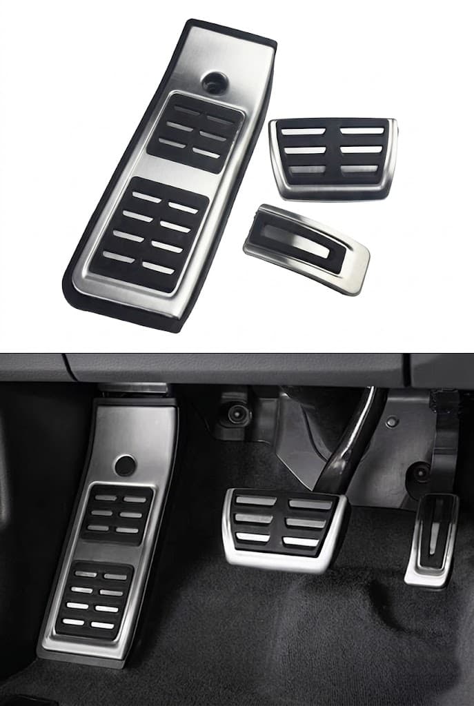 Audi A4 B9 A5 F5 2016-2023 Uyumlu Geçme Otomatik Pedal Seti 3 Parça Siyah Krom