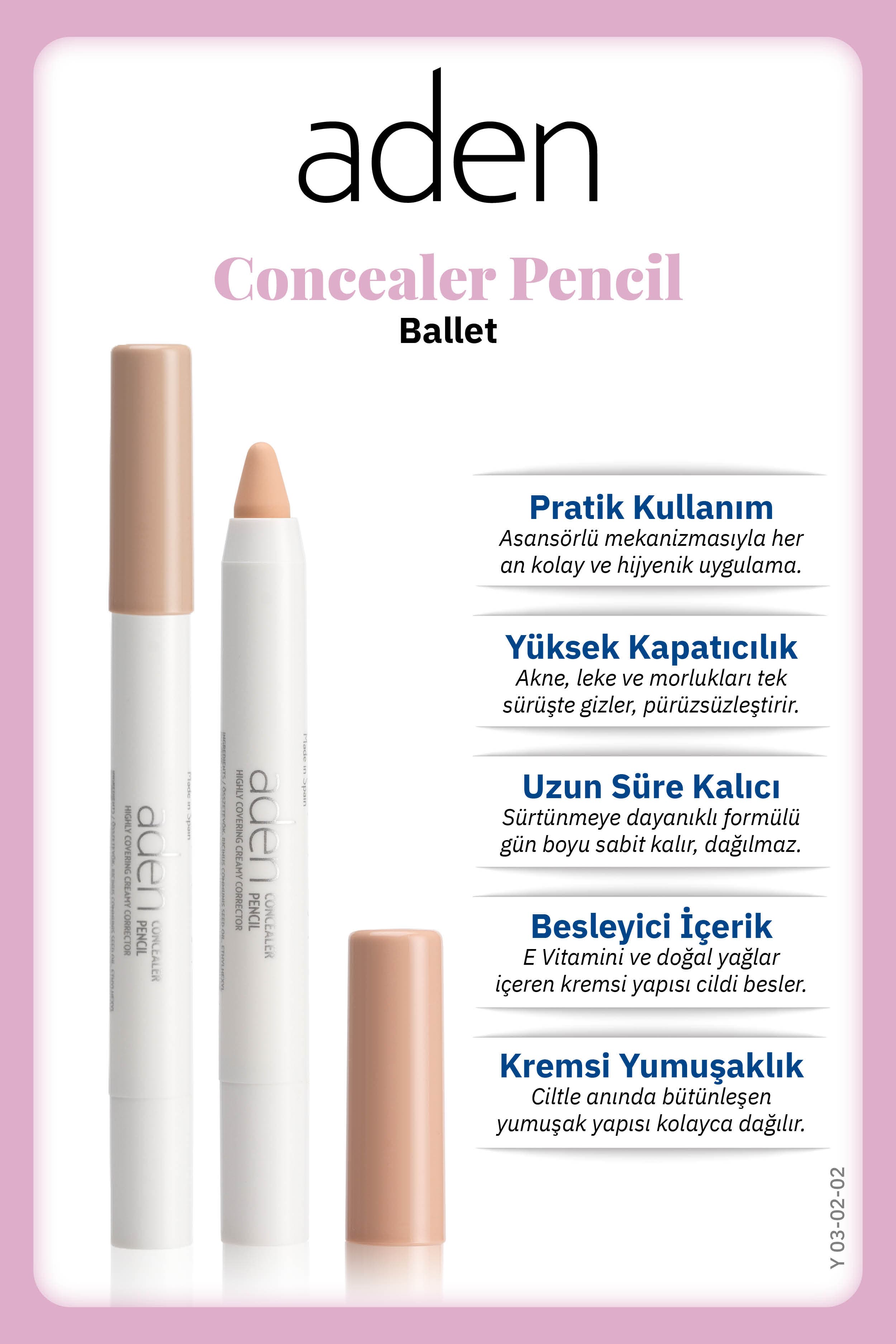Aden Concealer Pencil - Kapatıcı Kalem 02 Ballet(Ten)