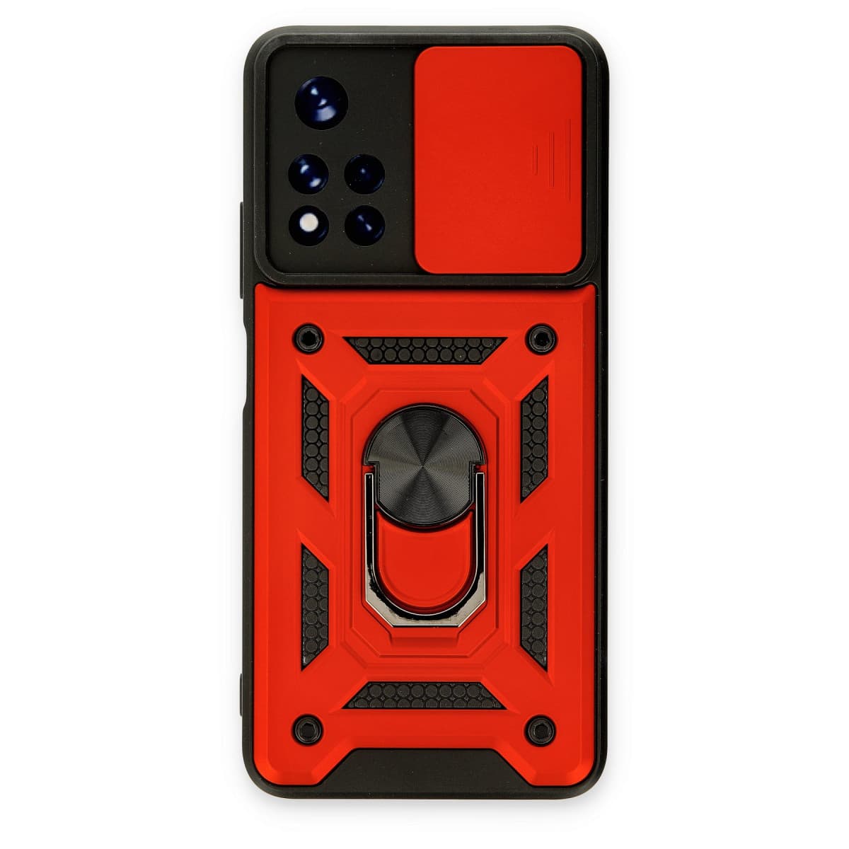 M4 Pro 5G Kılıf Pars Lens Yüzüklü Silikon - Kırmızı